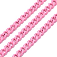 Spray Painted Brass Curb Chain, Twisted Chain, with Spool, Unwelded, Pearl Pink, 6x5x2mm, 32.8 Feet(10m)/roll(CHC-H103-04K)