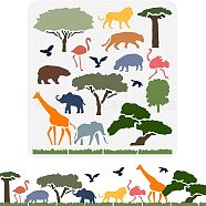 Plastic Reusable Drawing Painting Stencils Templates, for Painting on Scrapbook Fabric Tiles Floor Furniture Wood, Square, Animal Pattern, 300x300mm(DIY-WH0172-921)