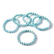 Natural Larimar Round Beaded Stretch Bracelet, Gemstone Jewelry for Women, Beads: 7mm, Inner Diameter: 2-1/8 inch(5.5cm)(BJEW-A120-01B)