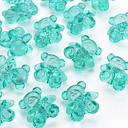 Transparent Acrylic Beads, Bear, Turquoise, 26.5x24.5x15mm, Hole: 3mm, about 135pcs/500g(MACR-S373-71-B02)