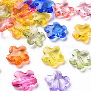 Transparent Acrylic Beads, Faceted, Flower, Mixed Color, 18.5x18.5x5.5mm, Hole: 1.2mm, about 470pcs/500g(TACR-S154-32B)