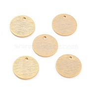 Brass Charms, Flat Round, Real 24K Gold Plated, 12x1mm, Hole: 1.4mm(KK-Y003-06G-G)