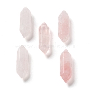 Natural Rose Quartz Double Terminated Pointed Beads, No Hole, Faceted, Bullet, 16x5x4.5mm(G-G012-26)