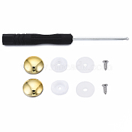 DIY Clothing Button Accessories Set, 6Pcs Stainless Steel Craft Solid Screw Rivet, with Plastic, 1Pc Iron Cross Head Screwdriver, with Plastic Handles, Flat Round, Golden, 14x12mm(FIND-T066-03A-G)
