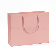 Kraft Paper Bags, Gift Bags, Shopping Bags, Wedding Bags, Rectangle with Handles, Pink, 210x270x80mm(CARB-G004-A06)