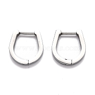 304 Stainless Steel Huggie Hoop Earrings, Horse Shoe, Stainless Steel Color, 15x14.5x3mm, Pin: 1mm(STAS-J033-14A-P)