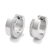 304 Stainless Steel Micro Pave Clear Cubic Zirconia Huggie Hoop Earrings for Women, with 316 Stainless Steel Pins, Stainless Steel Color, 13x5x13mm(EJEW-C096-02P)