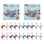 Alloy Enamel Llama/Alpaca with Number Pendant Locking Stitch Markers, Zinc Alloy Lobster Claw Clasps Stitch Marker, Mixed Color, 4.9cm, 10 style, 1pc/style, 10pcs/set(HJEW-PH01860)