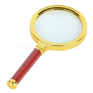 Glass lens Portable Handheld Reading Magnifiers, 10X Magnifying Loupe, for Senior and Kids, with Wooden Handle & ABS Plastic Frame, Clear, 145x60x15mm(TOOL-PW0002-03A)