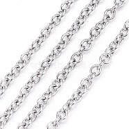 304 Stainless Steel Cable Chains, Soldered, Oval, Stainless Steel Color, 1.5x1.2x0.3mm(CHS-F006-02A-P)