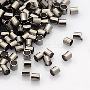 Brass Crimp Beads, Tube, Cadmium Free & Nickel Free & Lead Free, Gunmetal, 3x3mm, Hole: 2.5mm, 500pcs/10g(X-KK-L017-B)