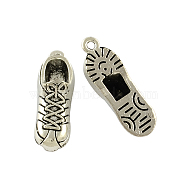 Tibetan Style Zinc Alloy Pendants, Sneakers, Lead Free & Cadmium Free, Antique Silver, 27.3x9x7.5mm, Hole: 1.5mm, about 166pcs/500g(TIBEP-R334-209AS-RS)