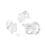 Natural Quartz Crystal Carved Half Hole Beads, Rock Crystal Animal Beads, Goat, 15x23x9.5mm, Hole: 1mm(G-K367-02F)