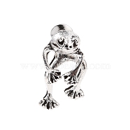 Alloy Frog Front Back Stud Earrings for Men Women, Antique Silver, 11x8.5mm, Pin: 0.7mm(EJEW-H088-01AS)