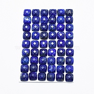 Natural Lapis Lazuli Cabochons, Faceted, Square, 8x8x3.5~4mm(G-O182-29C)