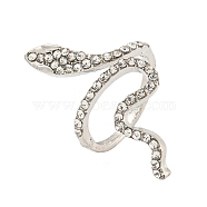 Alloy Finger Rings, with Rhinestone for Women, Snake, Platinum, US Size 7 1/4(17.5mm)(RJEW-A034-08P)