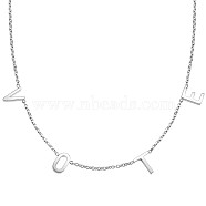 SHEGRACE Stainless Steel Pendant Necklaces, with Cable Chains and Lobster Claw Clasps, Word VOTE, Stainless Steel Color, 17.9 inch(45.5cm)(JN1004A)