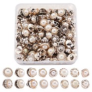 Safety Brooches & 1-Hole Shank Buttons Sets, with Plastic Shank Buttons, Plastic & Acrylic Safety Brooches, Imitation Pearl Style, Iron Pins, White, 82x82x27mm, Brooches: 20pcs/bpx, Buttons: 110pcs/bpx(BUTT-TA0001-02)
