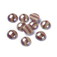Opaque Glass Cabochons, Stripe Pattern, Half Round, Colorful, 9.5~10x3.5mm(GGLA-S038-11G-10mm)
