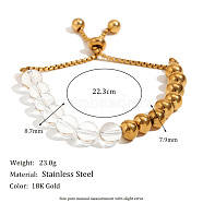 Retro Stainless Steel 18K Gold Acrylic Bead Rope Bracelet(PM1309-3)