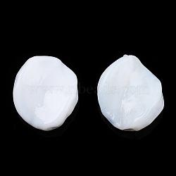 Opaque Handmade Lampwork Beads, Leaf, White, 14~18.5x13.5~15x3.5~6mm, Hole: 1.2~1.8mm(LAMP-T011-17-A07)