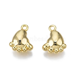 Brass Charms, Nickel Free, Foot, Real 18K Gold Plated, 12x9x4.5mm, Hole: 1.2mm(KK-N231-309)