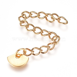 304 Stainless Steel Chain Extender, Curb Chain, with Charms, Fan, Golden, 57mm, Link: 4x3x0.5mm(X1-STAS-G221-25G)