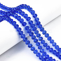 Glass Beads Strands, Faceted, Rondelle, Royal Blue, 8x6mm, Hole: 1mm, about 65~68pcs/strand, 15.7~16.1 inch(40~41cm)(EGLA-A034-T8mm-D31)