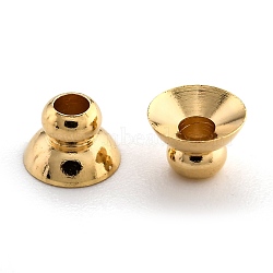 Brass Beads Cap, Long-Lasting Plated, Apetalous, Real 24K Gold Plated, 6x4mm, Hole: 2mm(KK-H759-35C-G)
