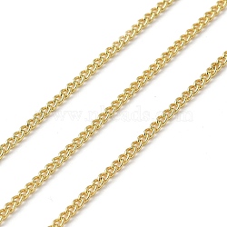 Brass Curb Chains, Soldered, with Spool, Real 18K Gold Plated, 1.5x1x1mm(CHC-U002-01G-01)