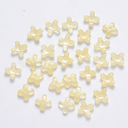 Imitation Jade Glass Beads, Clover, Champagne Yellow, 8x8x3mm, Hole: 0.9mm(GLAA-R211-06-A01)