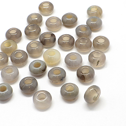Natural Grey Agate European Large Hole Beads, Rondelle, 7~8x13~14mm, Hole: 5mm(X-G-Q442-05)