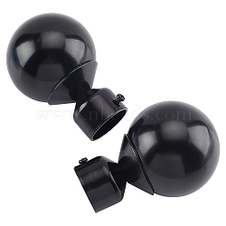 2Pcs Iron Round Curtain Rod Finials, Screws Curtain Rods, Black, 89x60mm(FIND-GF0002-96A)