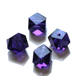 Imitation Austrian Crystal Beads, Grade AAA, Faceted, Cornerless Cube Beads, Indigo, 4x4x4mm, Hole: 0.7~0.9mm(SWAR-F084-4x4mm-27)