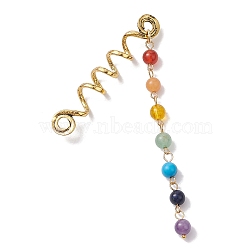 Alloy Dreadlocks Beads, 7 Chakra Natural Gemstone Bead Braiding Hair Pendants Decoration Clips, for Hair Styling, 143mm(OHAR-JH00037-01)