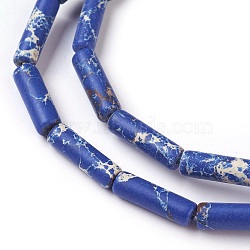 Synthetic Imperial Jasper Beads Strands, Dyed, Column, Royal Blue, 13~15x4.5mm, Hole: 1mm, about 28~29pcs/strand, 14.96 inch(38cm)(G-L496-A06)