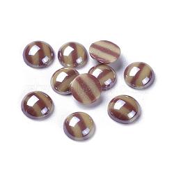 Opaque Glass Cabochons, Stripe Pattern, Half Round, Colorful, 9.5~10x3.5mm(GGLA-S038-11G-10mm)