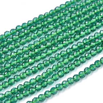 Glass Beads Strands, Imitation Quartz, Faceted, Round, Sea Green, 2mm, Hole: 0.5mm,  about 175pcs/strand, 14.9 inch(38cm)