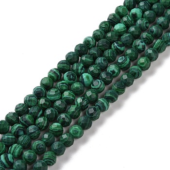 Synthetic Malachite Beads Strands, Faceted, Round, 4mm, Hole: 0.9mm, about 103pcs/strand, 15.43 inch(39.2cm)