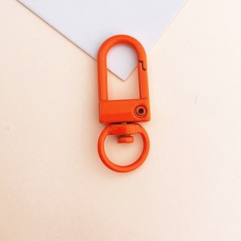 Baking Painted Alloy Swivel Clasps, Swivel Snap Hook, with Iron Findings, Dark Orange, 33.5x13x5mm, Hole: 6x9.5mm