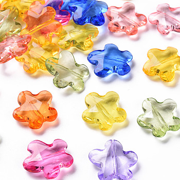 Transparent Acrylic Beads, Faceted, Flower, Mixed Color, 18.5x18.5x5.5mm, Hole: 1.2mm, about 470pcs/500g