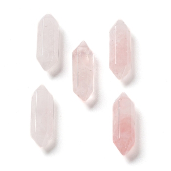 Natural Rose Quartz Double Terminated Pointed Beads, No Hole, Faceted, Bullet, 16x5x4.5mm
