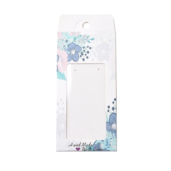 Paper Jewelry Display Cards, Jewelry Holder Card for Earrings, Necklaces Display, Rectangle with Clear Window, Flower Pattern, 15.5x6.7x0.1cm, Hole: 8.5mm