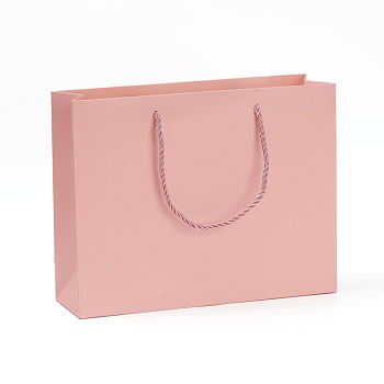 Kraft Paper Bags, Gift Bags, Shopping Bags, Wedding Bags, Rectangle with Handles, Pink, 210x270x80mm