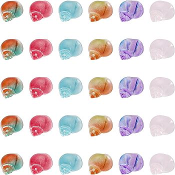 CHGCRAFT 90pcs 6 Colors Transparent Glass Beads, Conch, Top Drilled, Mixed Color, 15.5x14x10mm, Hole: 1.2mm, 15pcs/color