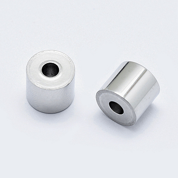 Eco-Friendly 316 Surgical Stainless Steel Drilled Beads, Long-Lasting Plated, Column, Stainless Steel Color, 7x6mm, Hole: 2mm