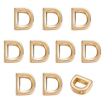 10Pcs Brass Charms, Long-Lasting Plated, Golden, Letter, Letter.D, D: 8.5x7.5x3mm, Hole: 1.4mm