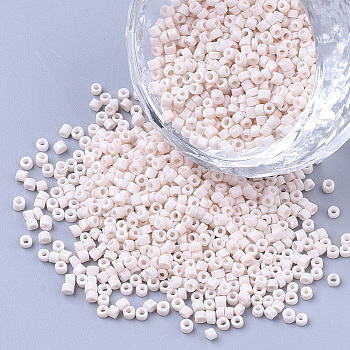 Glass Cylinder Beads, Seed Beads, Baking Paint, Round Hole, Lavender Blush, 1.5~2x1~2mm, Hole: 0.8mm, about 8000pcs/bag, about 85~95g/bag