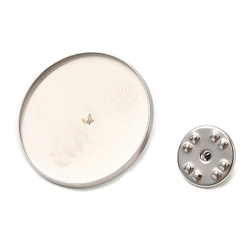 304 Stainless Steel Brooch Findings, Brooch Base Settings, Flat Round, Stainless Steel Color, 22x2mm, Tray: 20mm