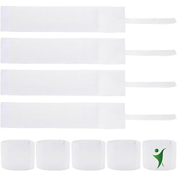 10Pcs Polyester Blank Elastic Captain's Armbands, with Hook and Loop Fastener, for Soccer, Team Sports, White, 276mm